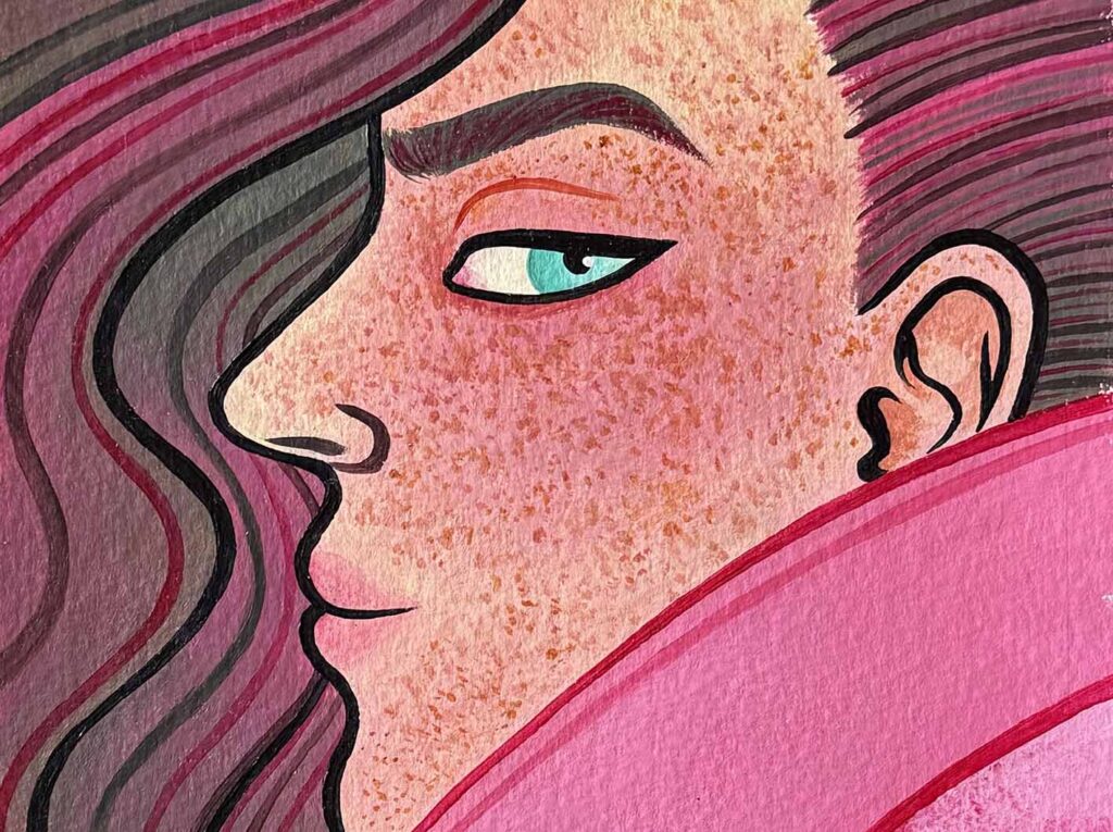 Section of 'Unbound' mixed media illustration by Mel Langton.