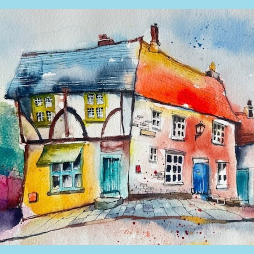 18 April 2027 - Full Day - Karin Christensen: Quirky Lincoln Houses in Ink and Watercolour